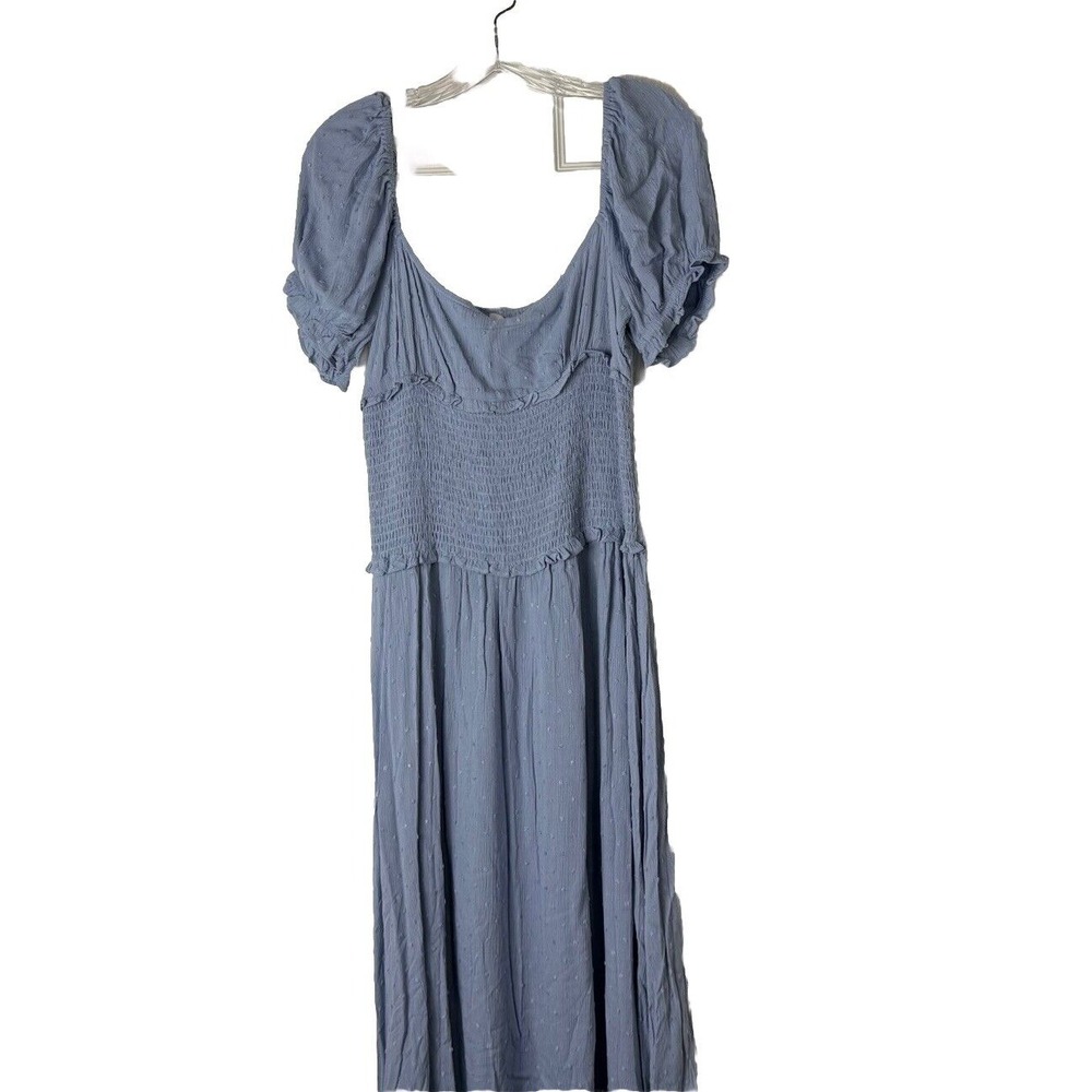 Lush Blue Smocked Maxi Dress Women's ‎ Sz M NWT Cottage Core Boho